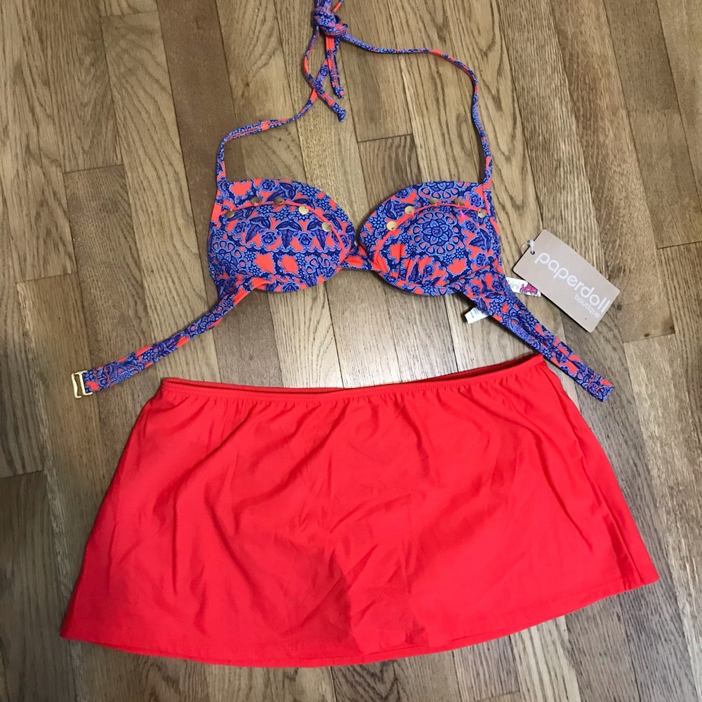 Red swim skirt NWOT